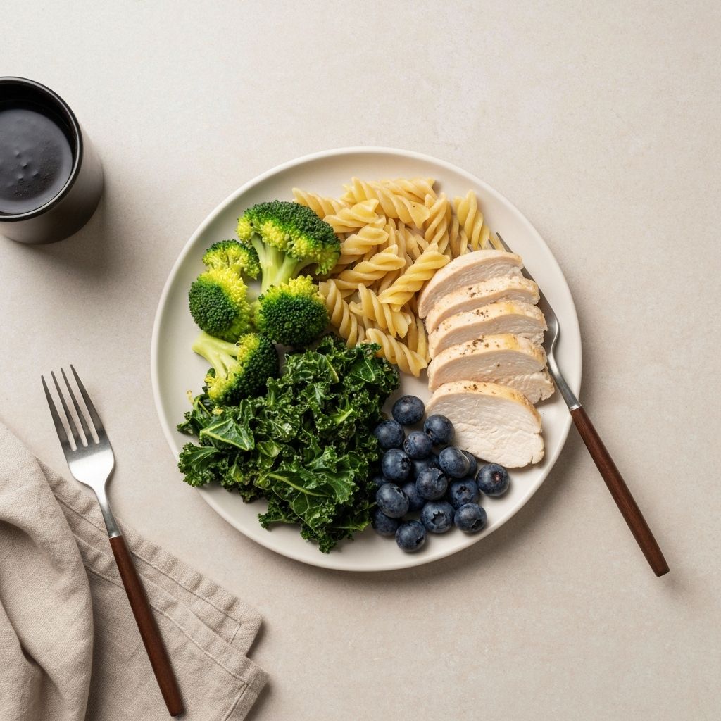 Diverse healthy meal with various food groups